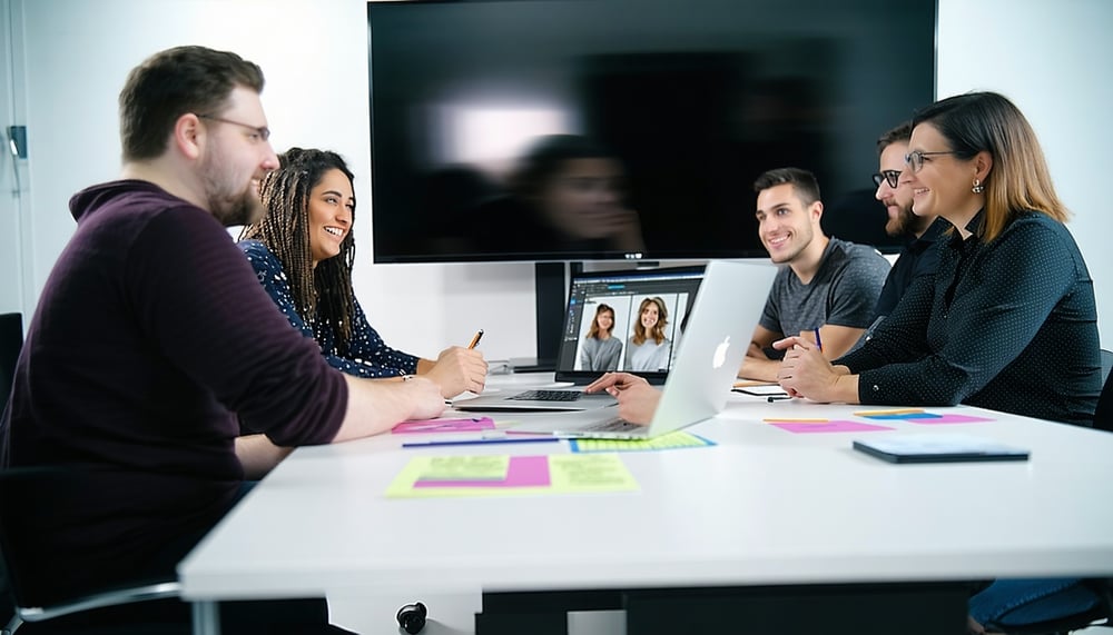 Team collaborating with automated workflow tools